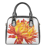 Watercolor Chrysanthemum Print Shoulder Handbag