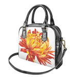 Watercolor Chrysanthemum Print Shoulder Handbag