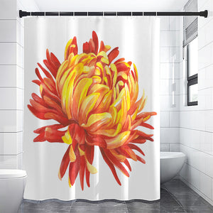 Watercolor Chrysanthemum Print Shower Curtain