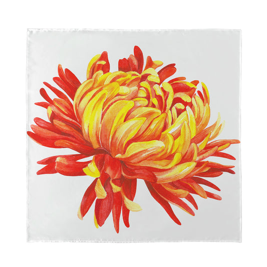 Watercolor Chrysanthemum Print Silk Bandana
