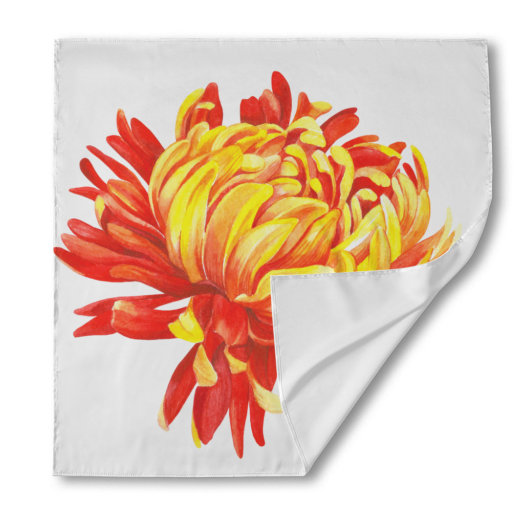 Watercolor Chrysanthemum Print Silk Bandana