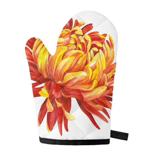Watercolor Chrysanthemum Print Single Oven Mitt