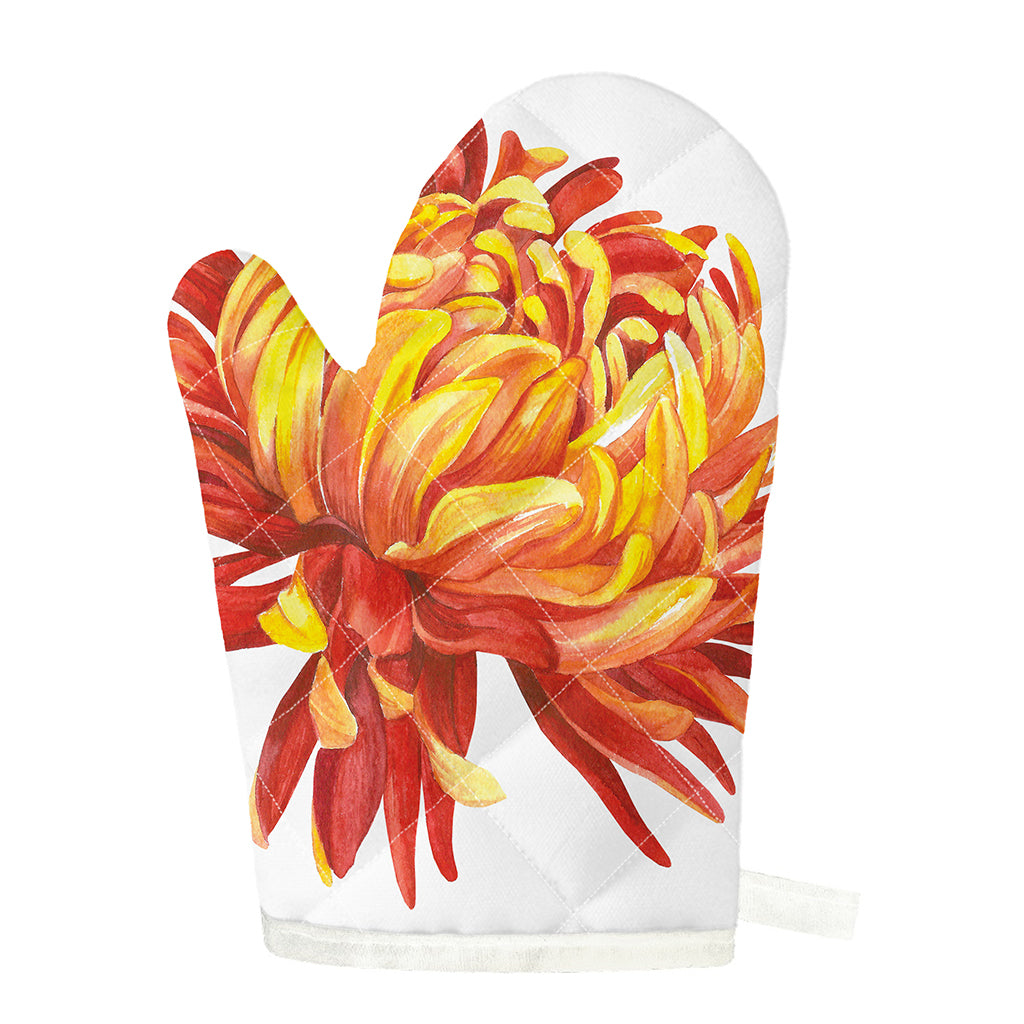 Watercolor Chrysanthemum Print Single Oven Mitt