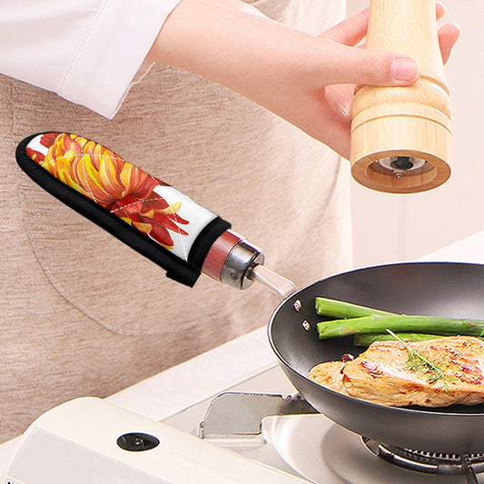Watercolor Chrysanthemum Print Skillet Handle Cover