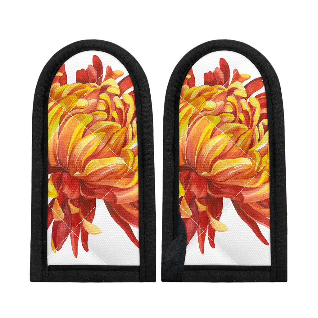 Watercolor Chrysanthemum Print Skillet Handle Cover