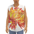 Watercolor Chrysanthemum Print Sleeveless Baseball Jersey