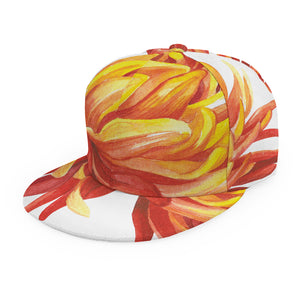 Watercolor Chrysanthemum Print Snapback Cap