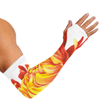 Watercolor Chrysanthemum Print Sun Protection Arm Sleeves