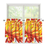 Watercolor Chrysanthemum Print Tier Curtains