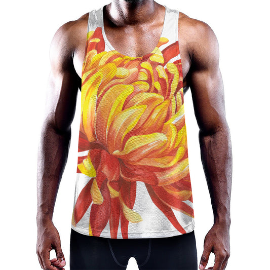 Watercolor Chrysanthemum Print Training Tank Top