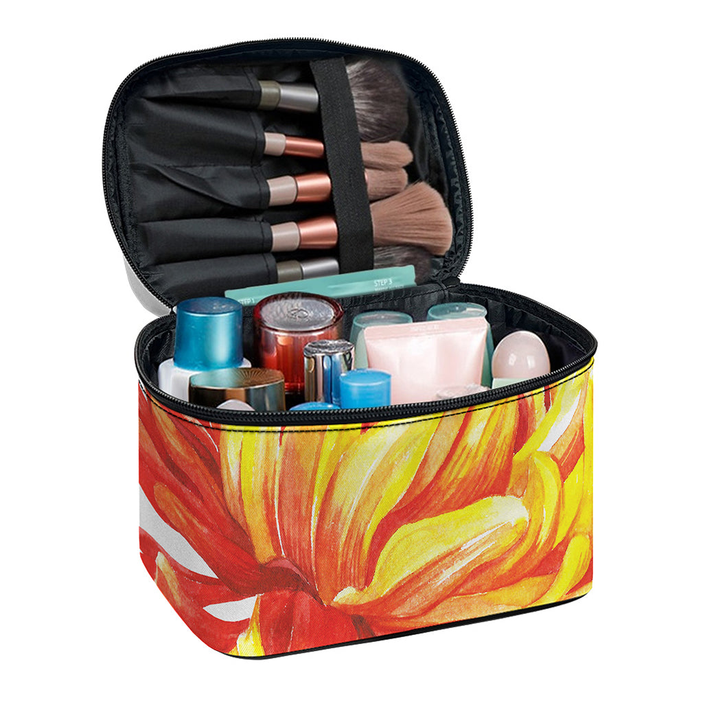 Watercolor Chrysanthemum Print Travel Makeup Bag