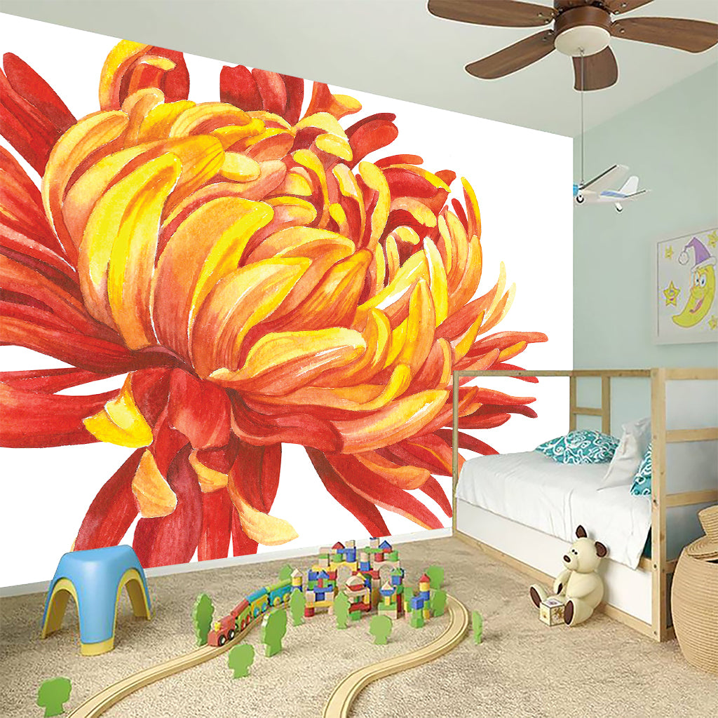 Watercolor Chrysanthemum Print Wall Sticker