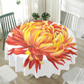 Watercolor Chrysanthemum Print Waterproof Round Tablecloth