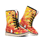 Watercolor Chrysanthemum Print Winter Boots