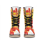 Watercolor Chrysanthemum Print Winter Boots