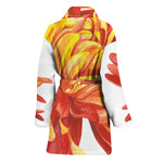 Watercolor Chrysanthemum Print Women's Bathrobe