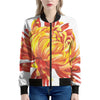 Watercolor Chrysanthemum Print Women's Bomber Jacket