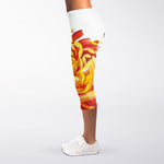 Watercolor Chrysanthemum Print Women's Capri Leggings
