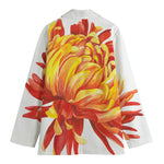 Watercolor Chrysanthemum Print Women's Cotton Blazer