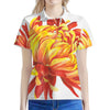 Watercolor Chrysanthemum Print Women's Polo Shirt