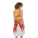 Watercolor Chrysanthemum Print Women's Sleeveless Dress