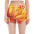 Watercolor Chrysanthemum Print Women's Split Running Shorts