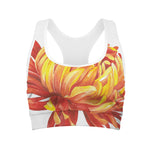 Watercolor Chrysanthemum Print Women's Sports Bra