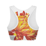 Watercolor Chrysanthemum Print Women's Sports Bra
