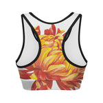 Watercolor Chrysanthemum Print Women's Sports Bra