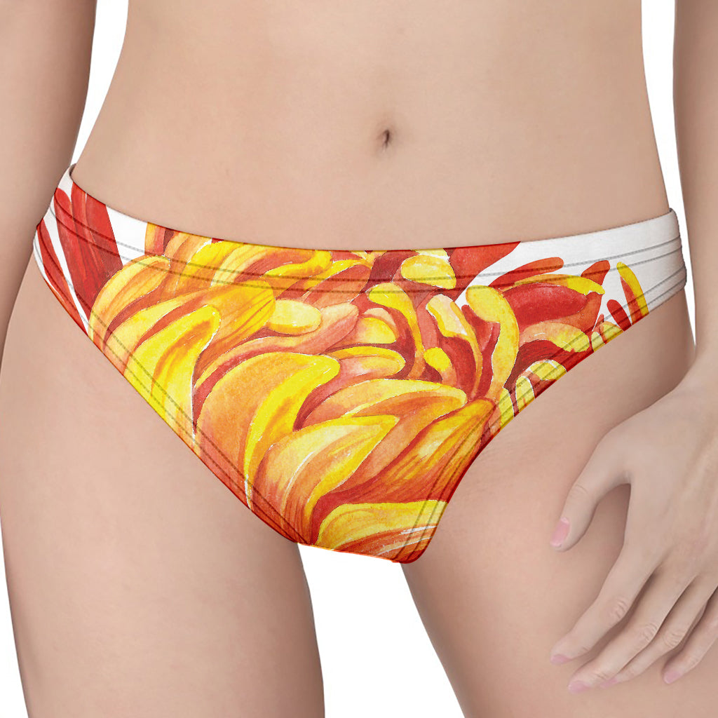 Watercolor Chrysanthemum Print Women's Thong