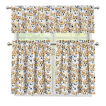 Watercolor Corgi Pattern Print 3 Piece Kitchen Curtains