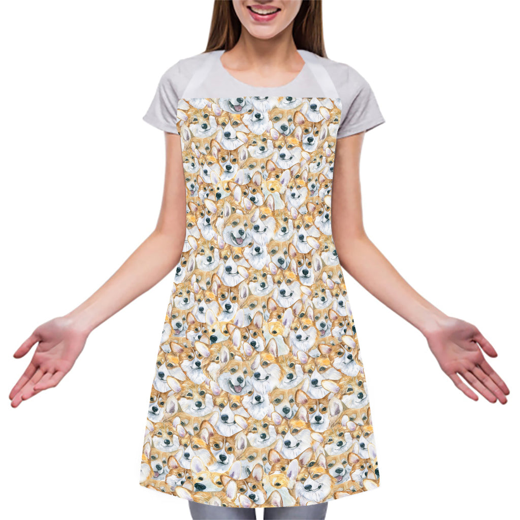 Watercolor Corgi Pattern Print Adjustable Apron
