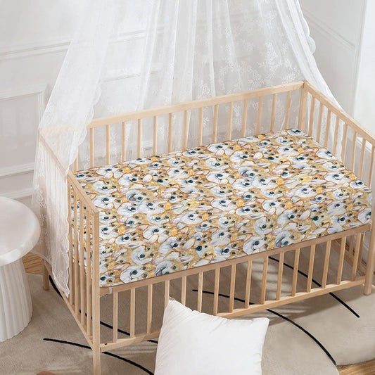 Watercolor Corgi Pattern Print Baby Crib Sheet