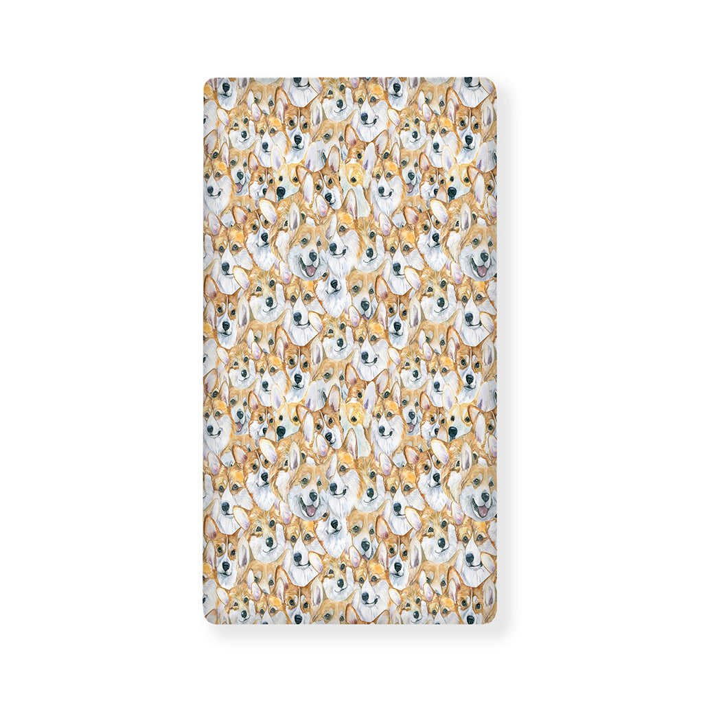Watercolor Corgi Pattern Print Baby Crib Sheet