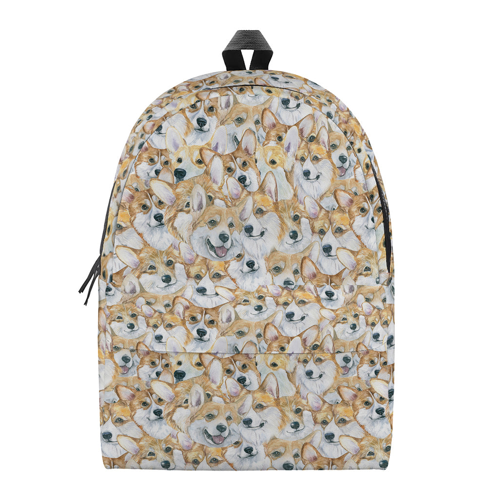 Watercolor Corgi Pattern Print Backpack