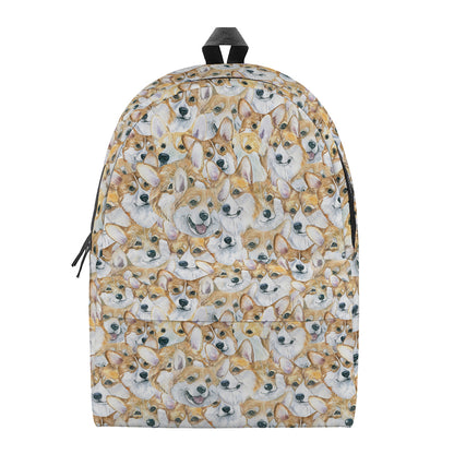 Watercolor Corgi Pattern Print Backpack
