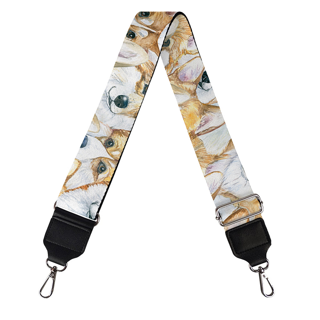 Watercolor Corgi Pattern Print Bag Strap