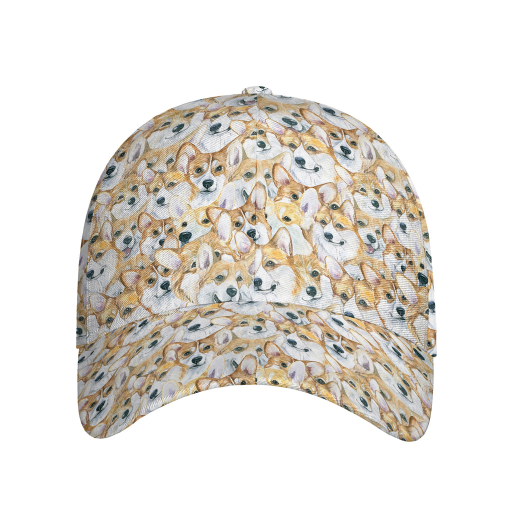 Watercolor Corgi Pattern Print Baseball Cap