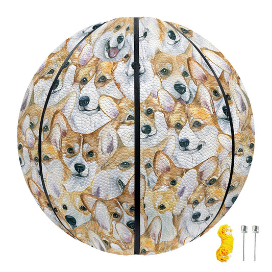 Watercolor Corgi Pattern Print Basketball