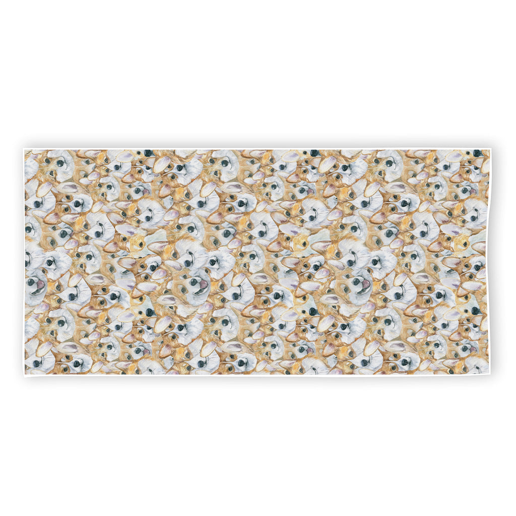 Watercolor Corgi Pattern Print Beach Towel