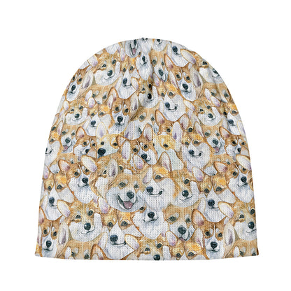 Watercolor Corgi Pattern Print Beanie