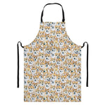 Watercolor Corgi Pattern Print Bib Apron With Pocket