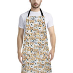 Watercolor Corgi Pattern Print Bib Apron With Pocket