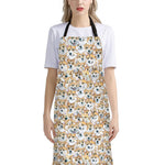 Watercolor Corgi Pattern Print Bib Apron With Pocket