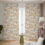 Watercolor Corgi Pattern Print Blackout Pencil Pleat Curtains