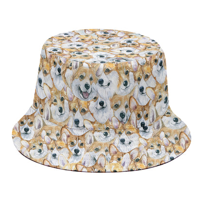 Watercolor Corgi Pattern Print Bucket Hat