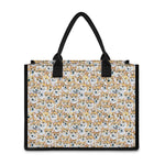 Watercolor Corgi Pattern Print Canvas Tote Bag