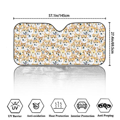 Watercolor Corgi Pattern Print Car Windshield Sun Shade