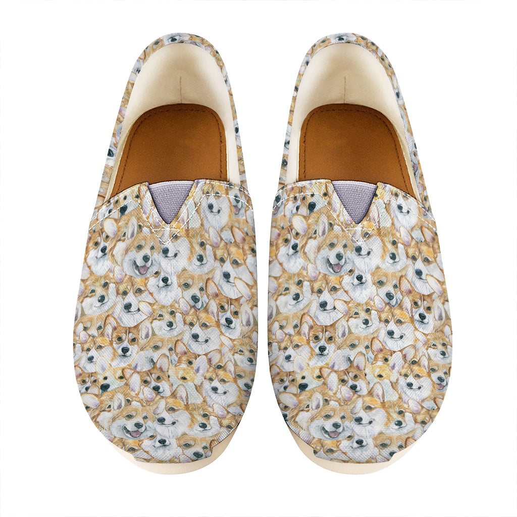Watercolor Corgi Pattern Print Casual Shoes