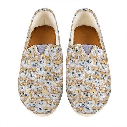Watercolor Corgi Pattern Print Casual Shoes